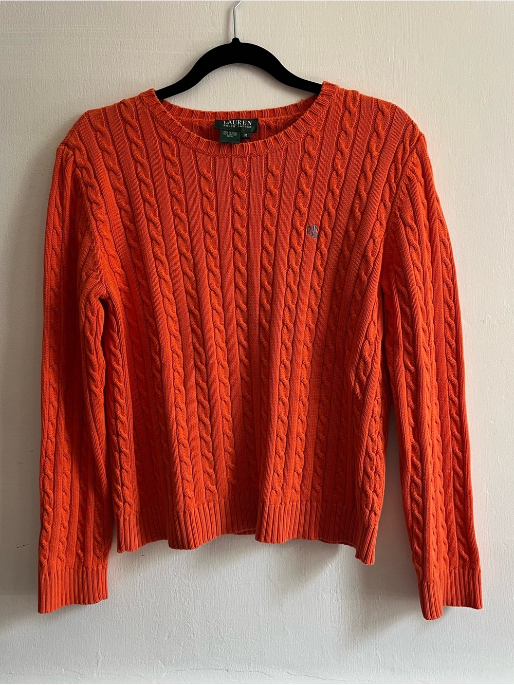 Ralph Lauren Orange Cable Crewneck Sweate